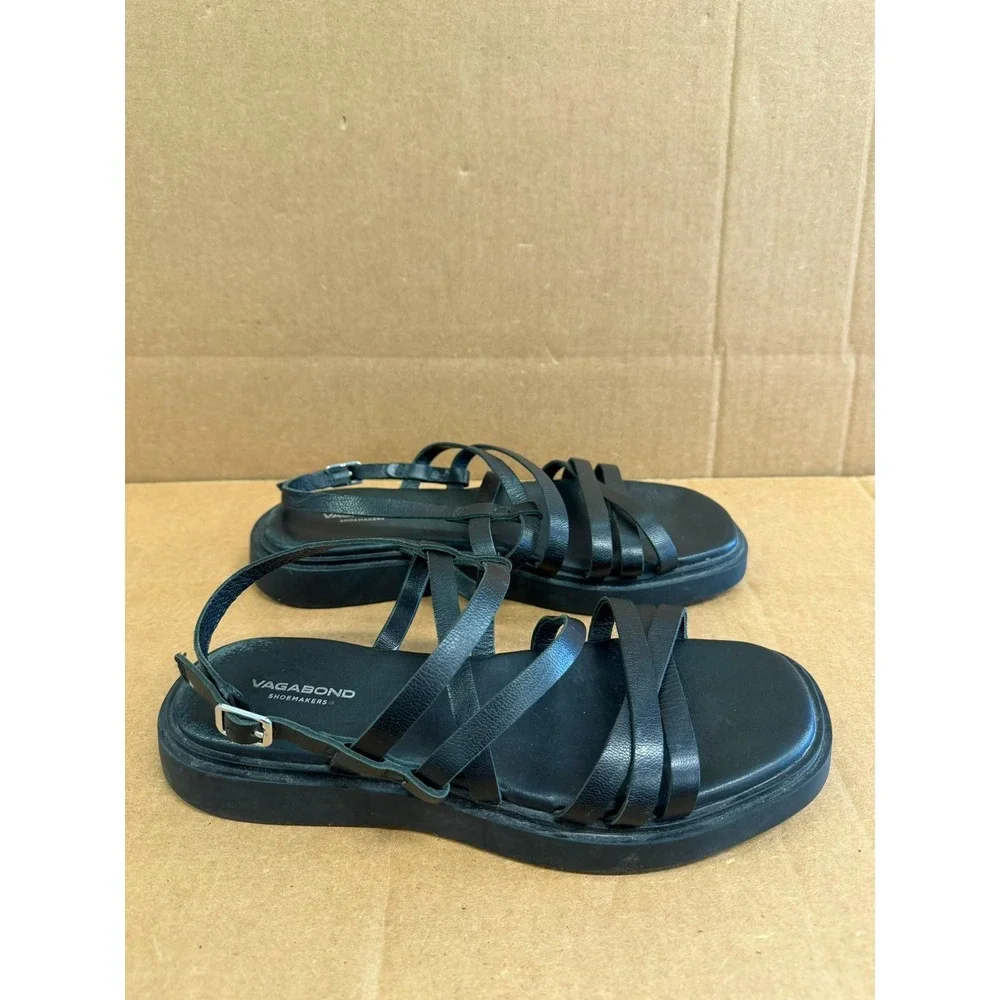 Vagabond Shoemakers Connie Strappy Leather Sandals Black Womens Size 38 EU
